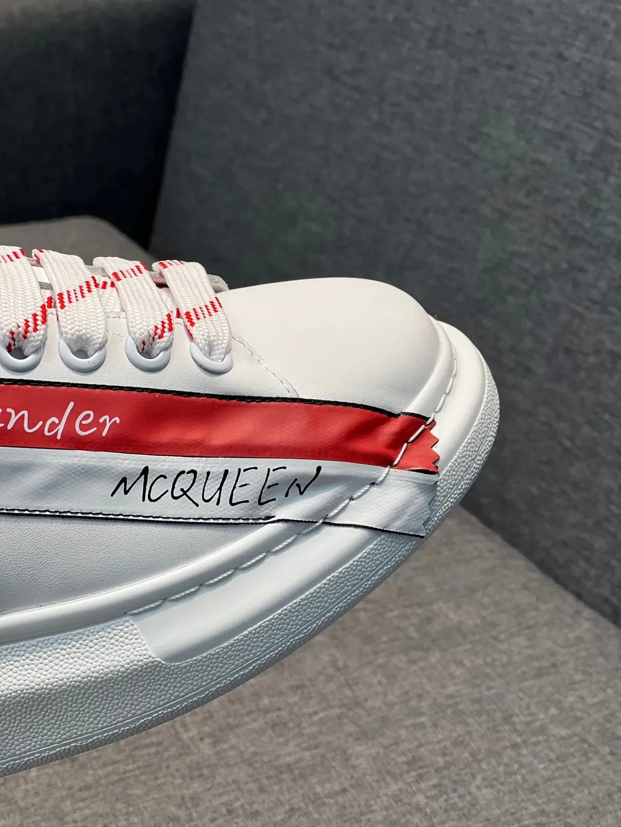 Alexander McQueen Oversized Sneaker White Red Stripe Lifestyle Sneakers 3