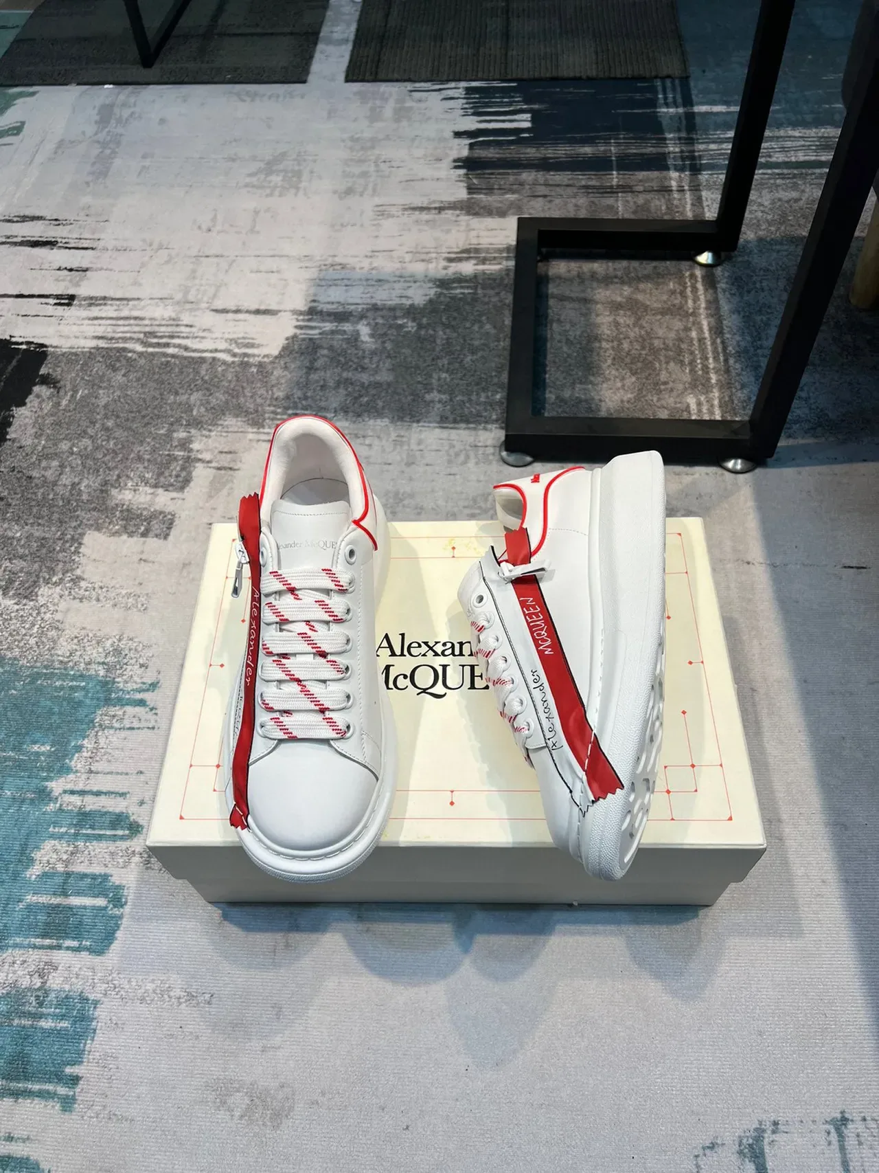 Alexander McQueen Oversized Sneaker White Red Stripe Lifestyle Sneakers 5