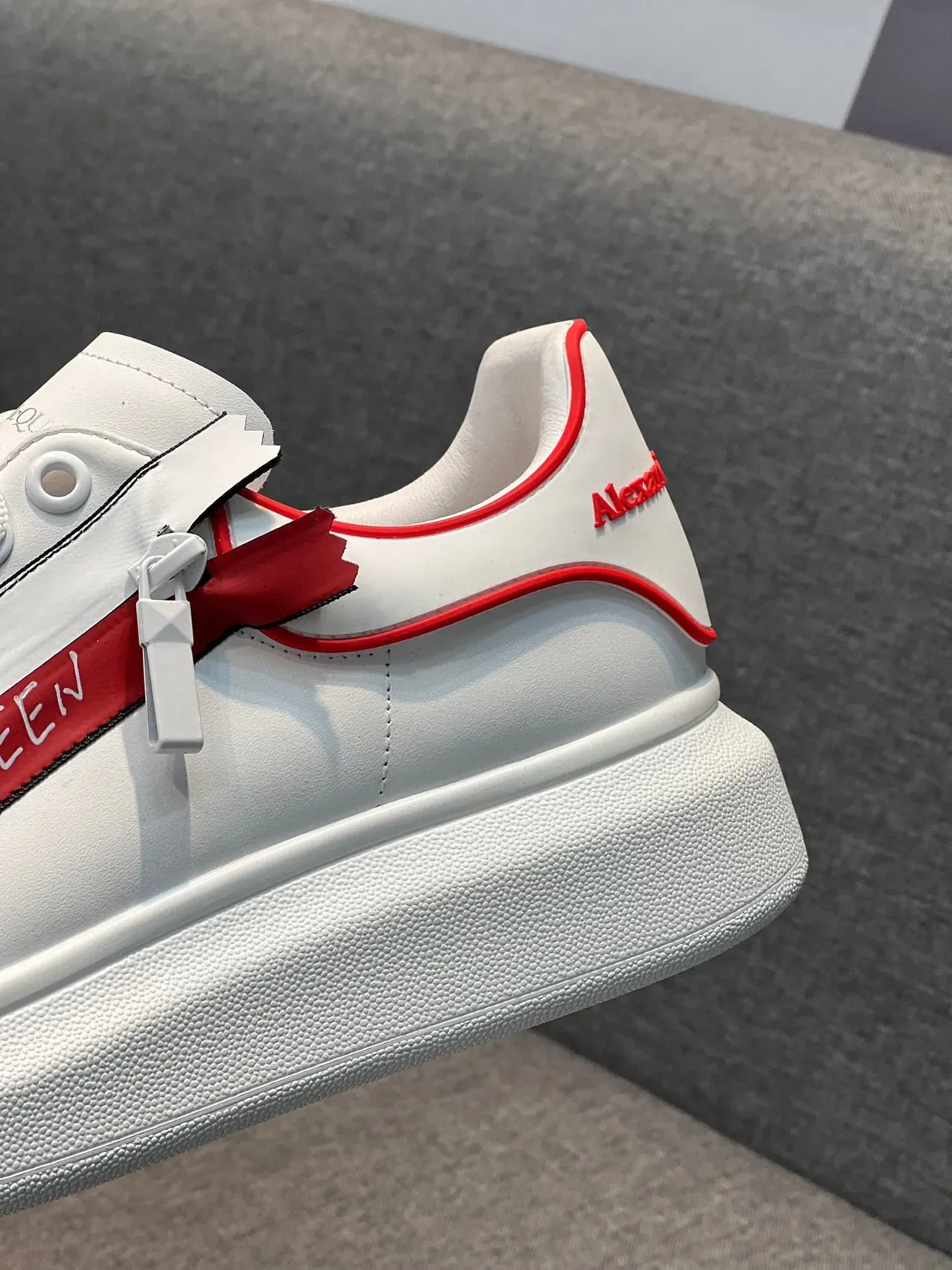Alexander McQueen Oversized Sneaker White Red Stripe Lifestyle Sneakers 7