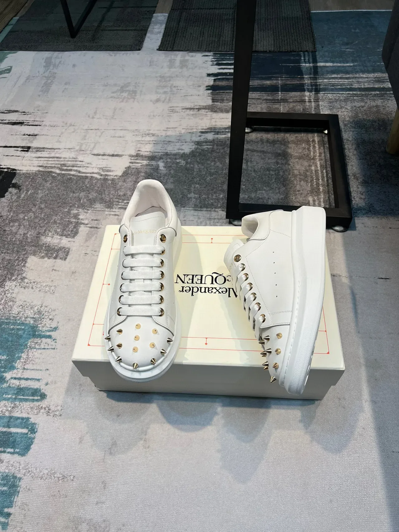 Alexander McQueen Oversized Sneaker White Studded Platform Lifestyle Sneaker 4