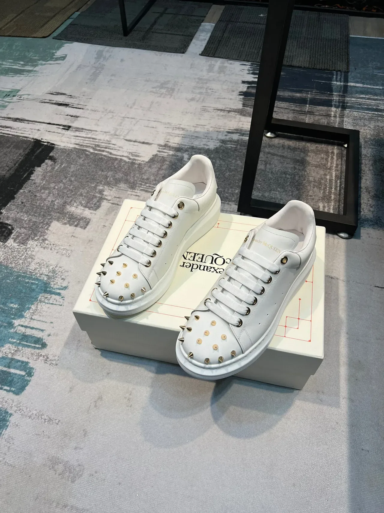 Alexander McQueen Oversized Sneaker White Studded Platform Lifestyle Sneaker 6