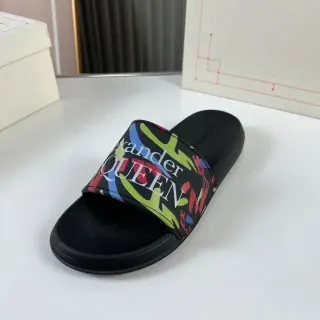 Alexander McQueen Printed Strap Slide Slippers