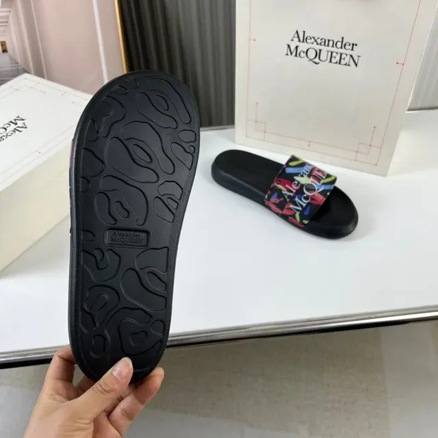 Alexander McQueen Printed Strap Slide Slippers 2