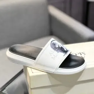 Alexander McQueen Slide White and Black Slippers