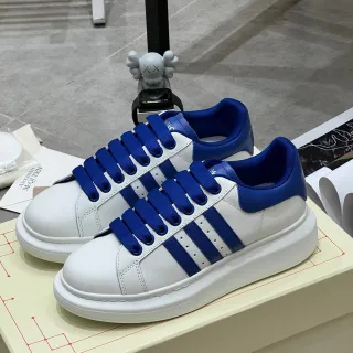 Alexander McQueen White Blue Oversized Silhouette Platform Sole Lifestyle Sneakers