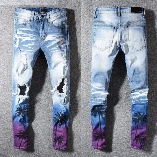 Amiri Distressed Ombre Palm Tree Slim-Fit Jeans