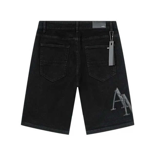 Amiri Embroidered Monogram Black Denim Shorts 3