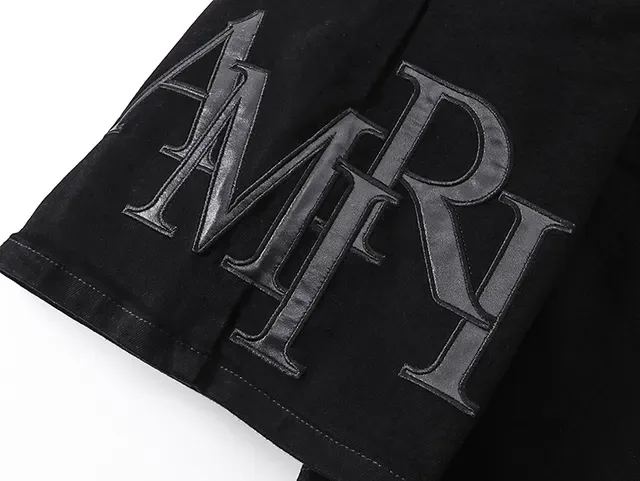 Amiri Embroidered Monogram Black Denim Shorts 11