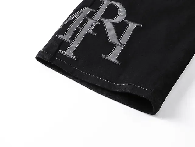 Amiri Embroidered Monogram Black Denim Shorts 12