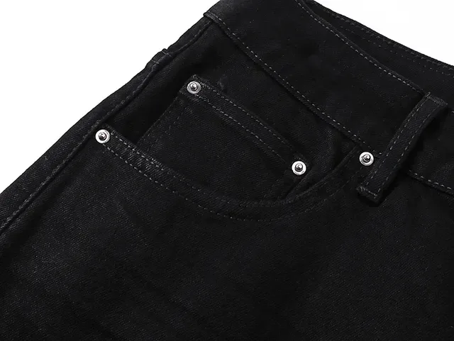 Amiri Embroidered Monogram Black Denim Shorts 14