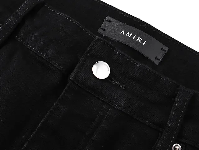Amiri Embroidered Monogram Black Denim Shorts 15