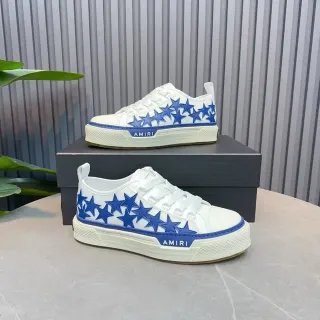 Amiri MA Court White and Blue Star Embroidered Lifestyle Sneakers