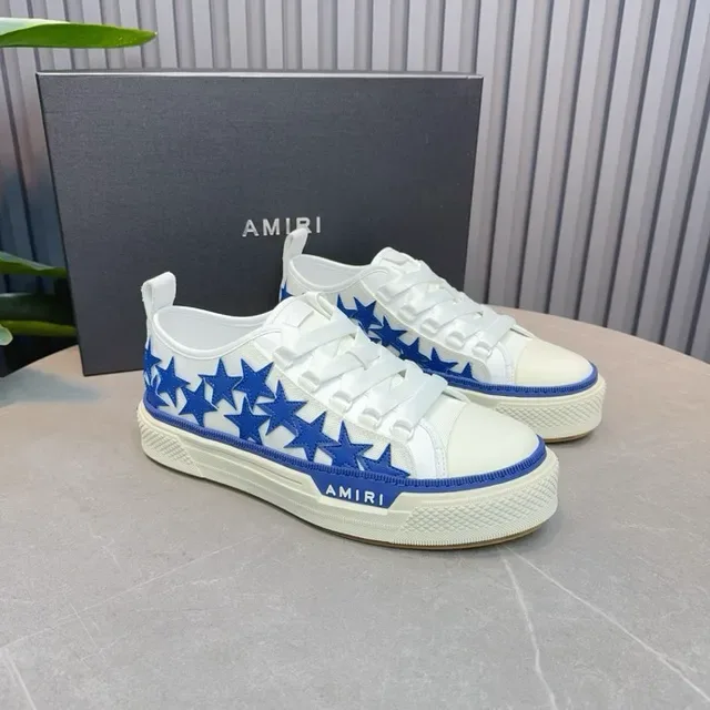 Amiri MA Court Sneakers Lifestyle Blancs et Bleus à Étoile Brodée 5