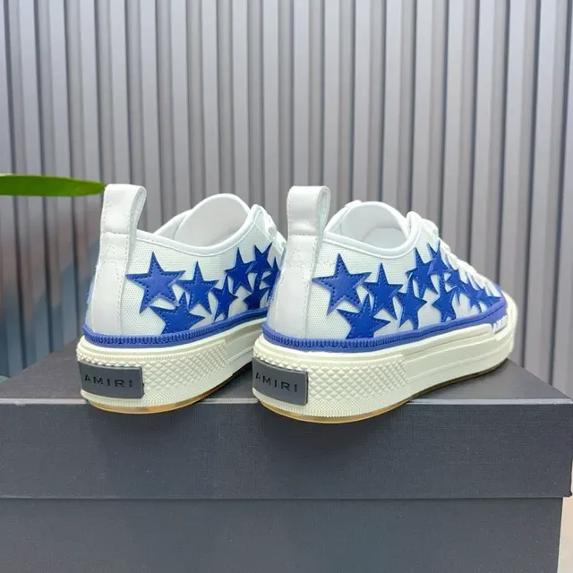 Amiri MA Court Sneakers Lifestyle Blancs et Bleus à Étoile Brodée 7