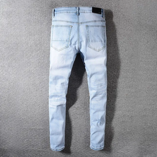 Jeans Amiri patchwork distressed light-wash slim-fit 6