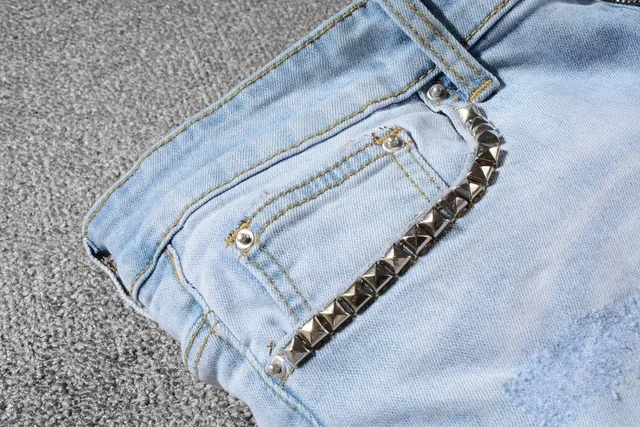 Jeans Amiri patchwork distressed light-wash slim-fit 7