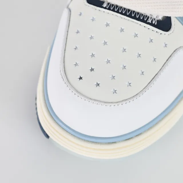 Amiri White Blue Caged Strap Overlay Perforated Leather Toe Lifestyle Sneakers 5