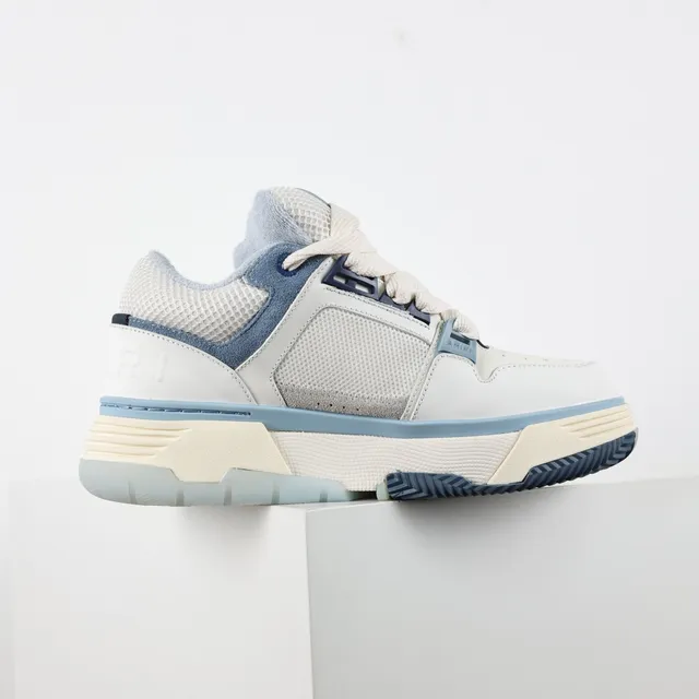 Amiri White Blue Caged Strap Overlay Perforated Leather Toe Lifestyle Sneakers 7