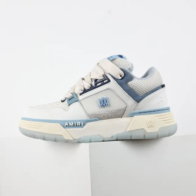 Amiri White Blue Caged Strap Overlay Perforated Leather Toe Lifestyle Sneakers 9
