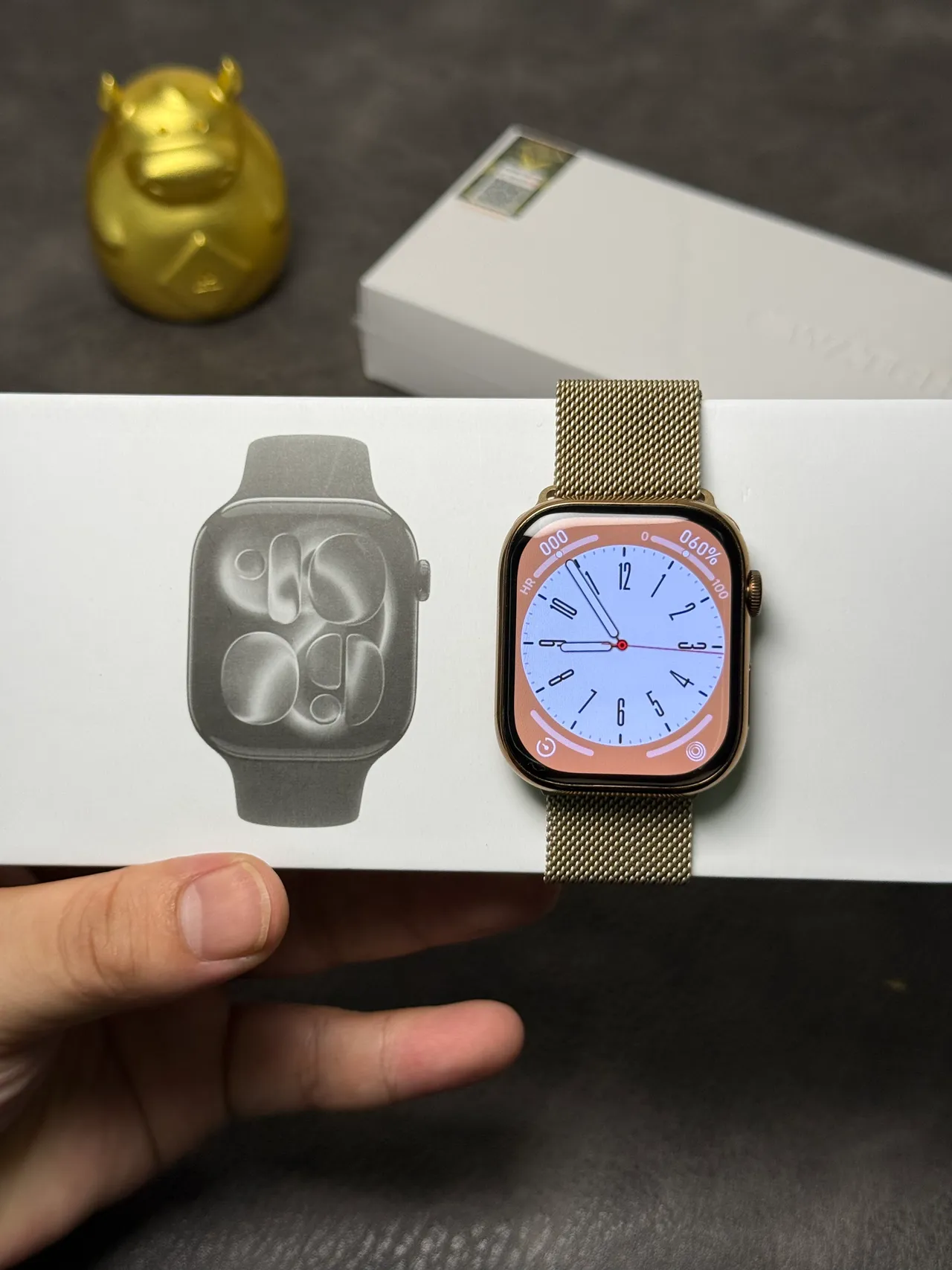 Apple Beige Gold Flat-Edged Case Digital Crown Sports Watch 3