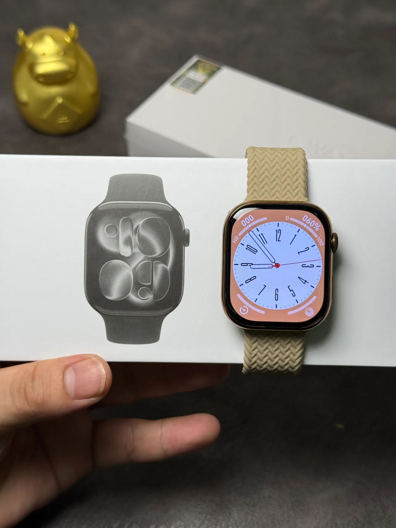Apple Beige Gold Flat-Edged Case Digital Crown Sports Watch 4