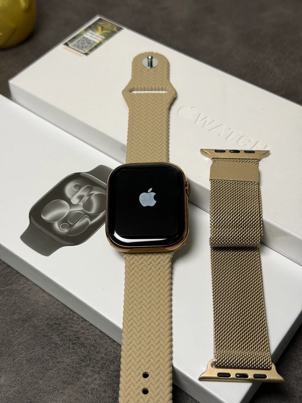 Apple Beige Gold Flat-Edged Case Digital Crown Sports Watch 10