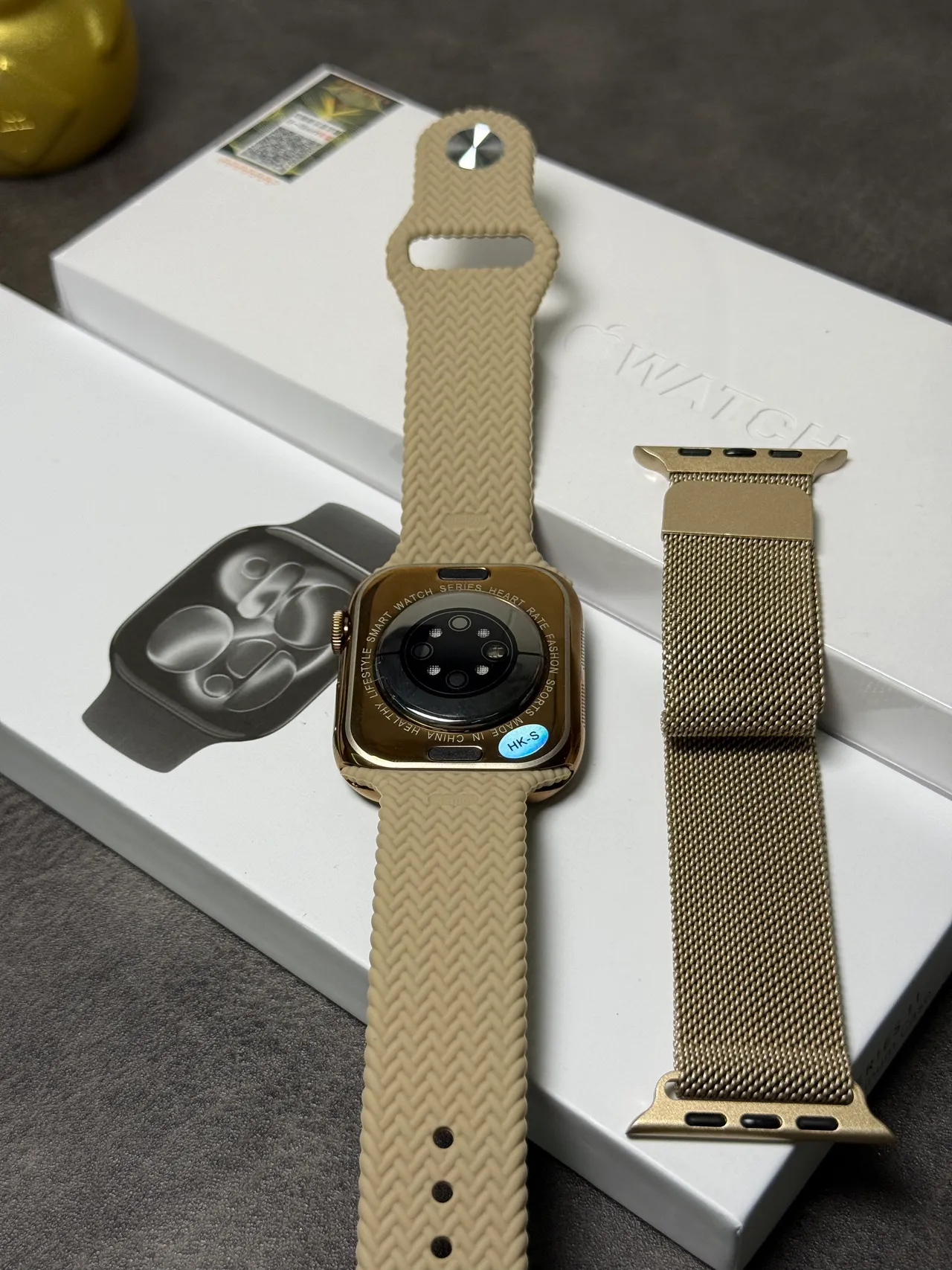 Apple Beige Gold Flat-Edged Case Digital Crown Sports Watch 11
