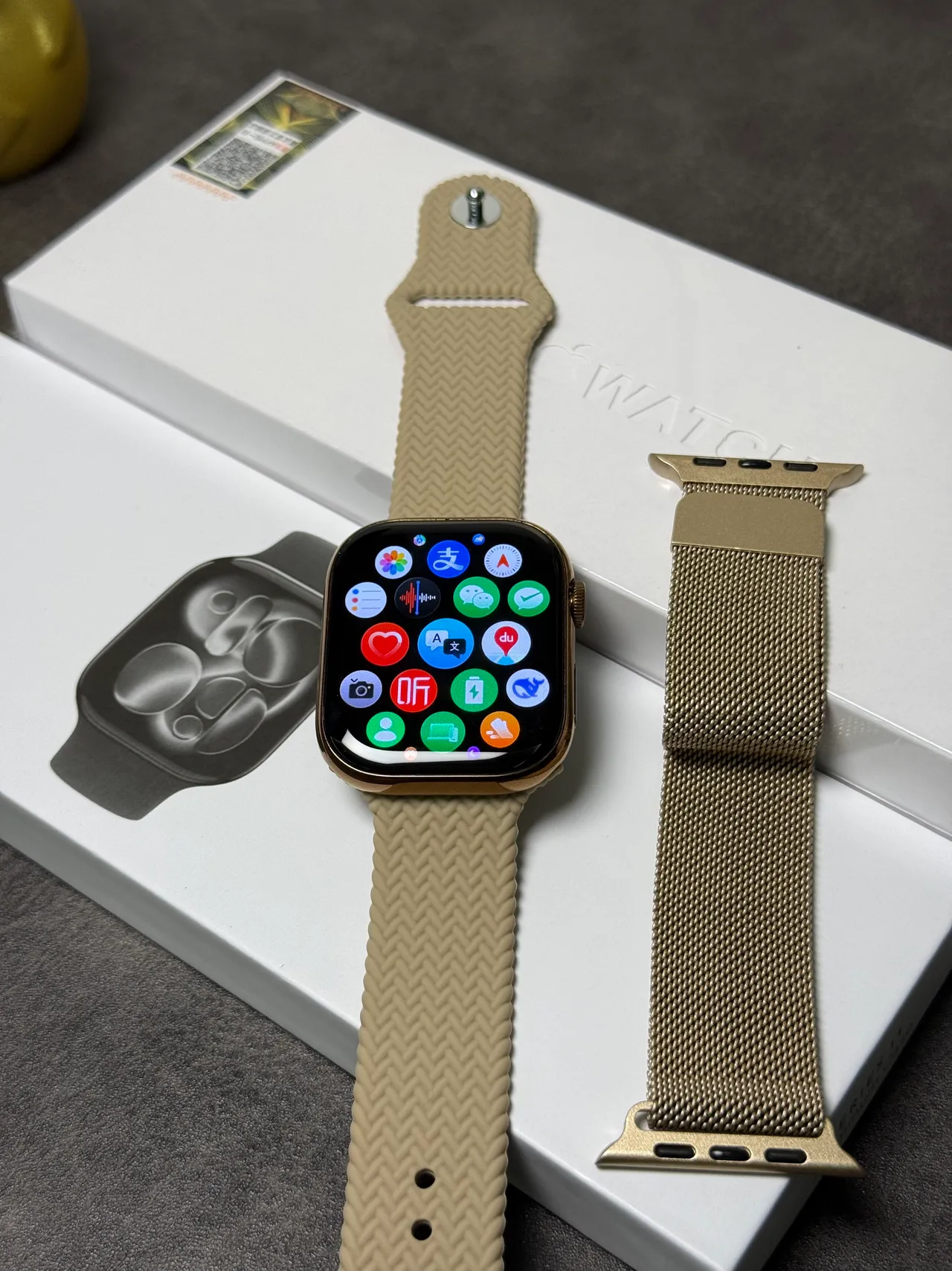 Apple Beige Gold Flat-Edged Case Digital Crown Sports Watch 14