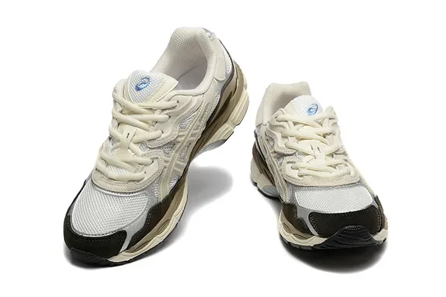 ASICS Beige Black Layered Synthetic Overlays Mesh Upper Running Shoes 3