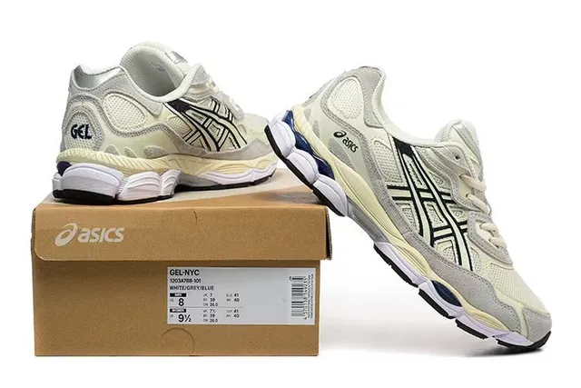ASICS Beige Navy Retro Running Silhouette Maille et recouvrement synthétique Construction Lifestyle Sneakers 6