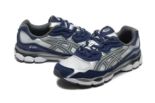 ASICS Navy Silver Mesh And Synthetic Overlay Upper Multi-Layered Midsole Running Shoes 2