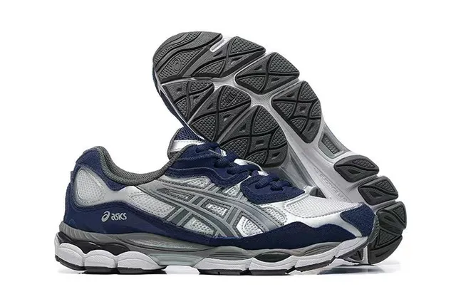 ASICS Navy Silver Mesh And Synthetic Overlay Upper Multi-Layered Midsole Running Shoes 5
