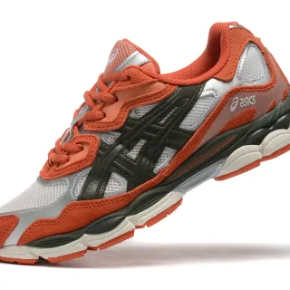 ASICS Orange Silver Multi-Material Upper Layered Synthetic Overlays Running Shoes