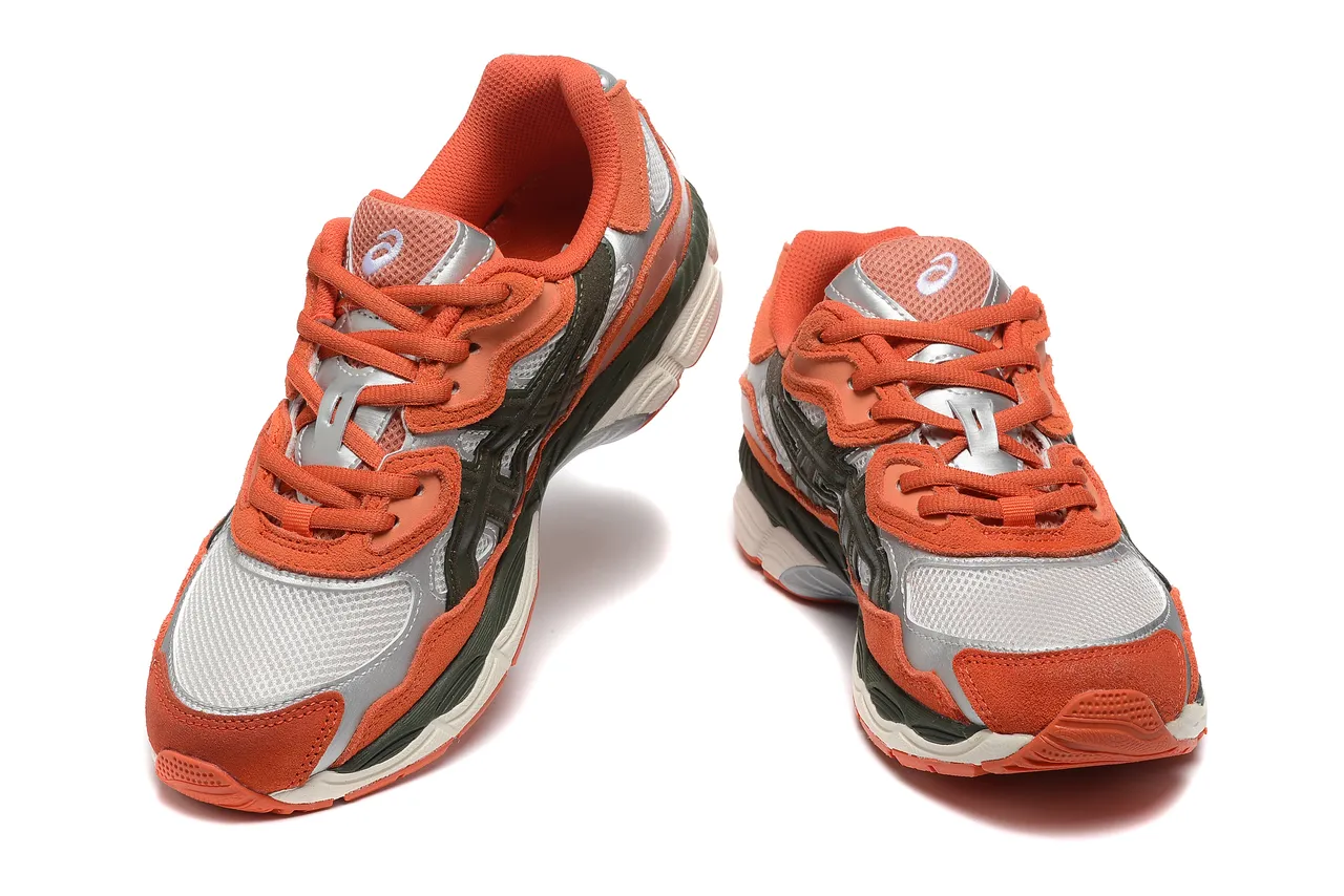 ASICS برتقالي فضي أحذية جري طبقة علوية متعددة المواد طبقات علوية مصنوعة 3