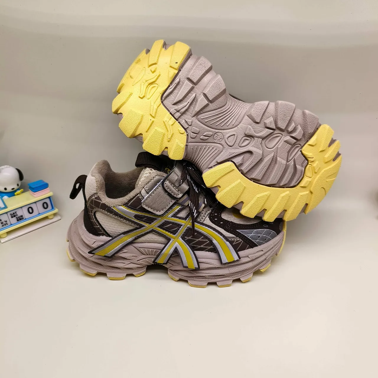 ASICS Purple Silver Sole Layered Mesh-Synthetic Upper Chunky Sneakers 15