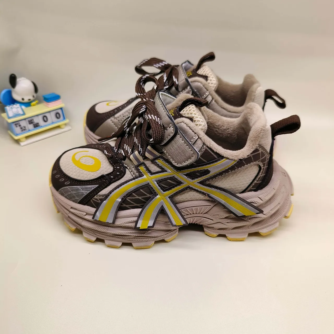 ASICS Purple Silver Sole Layered Mesh-Synthetic Upper Chunky Sneakers 17
