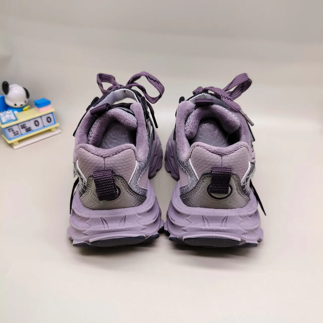 ASICS Purple Silver Sole Layered Mesh-Synthetic Upper Chunky Sneakers 24