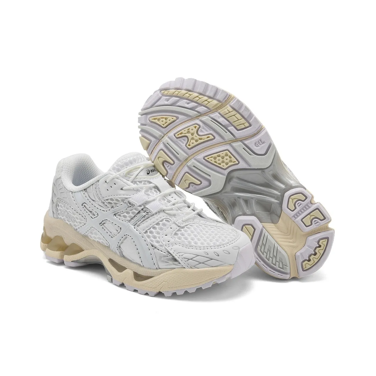ASICS White Blue Structured Medial Cage Mesh-Synthetic Upper Running Shoes 12