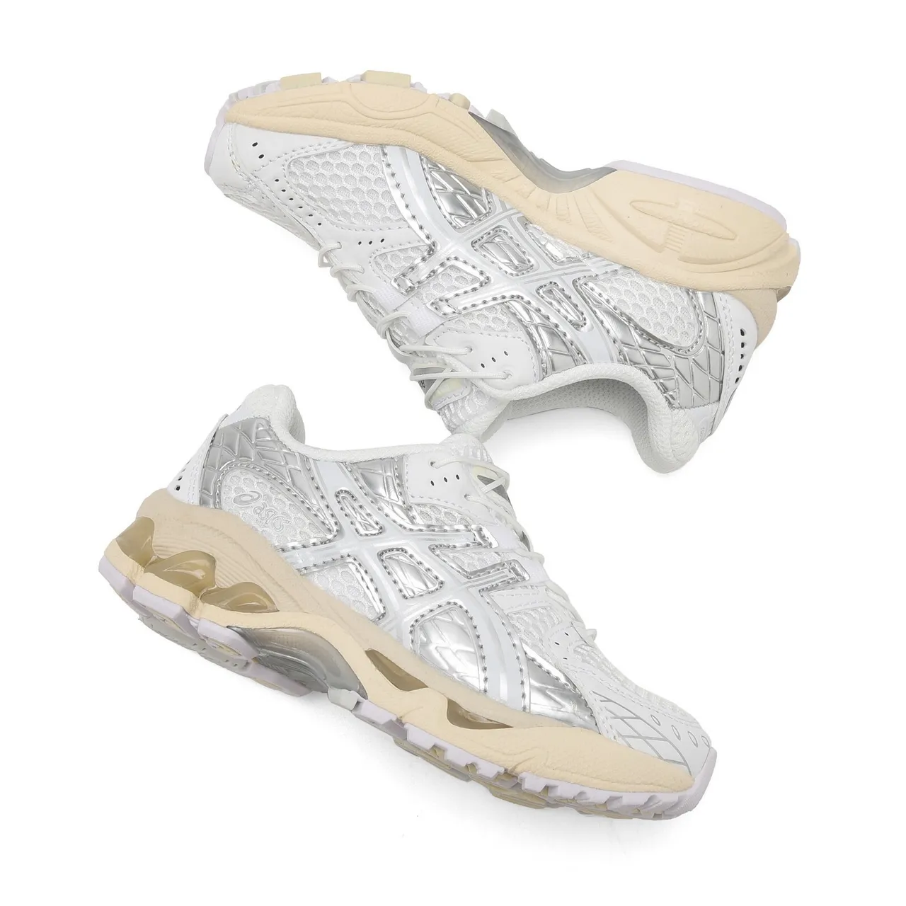 ASICS White Blue Structured Medial Cage Mesh-Synthetic Upper Running Shoes 13