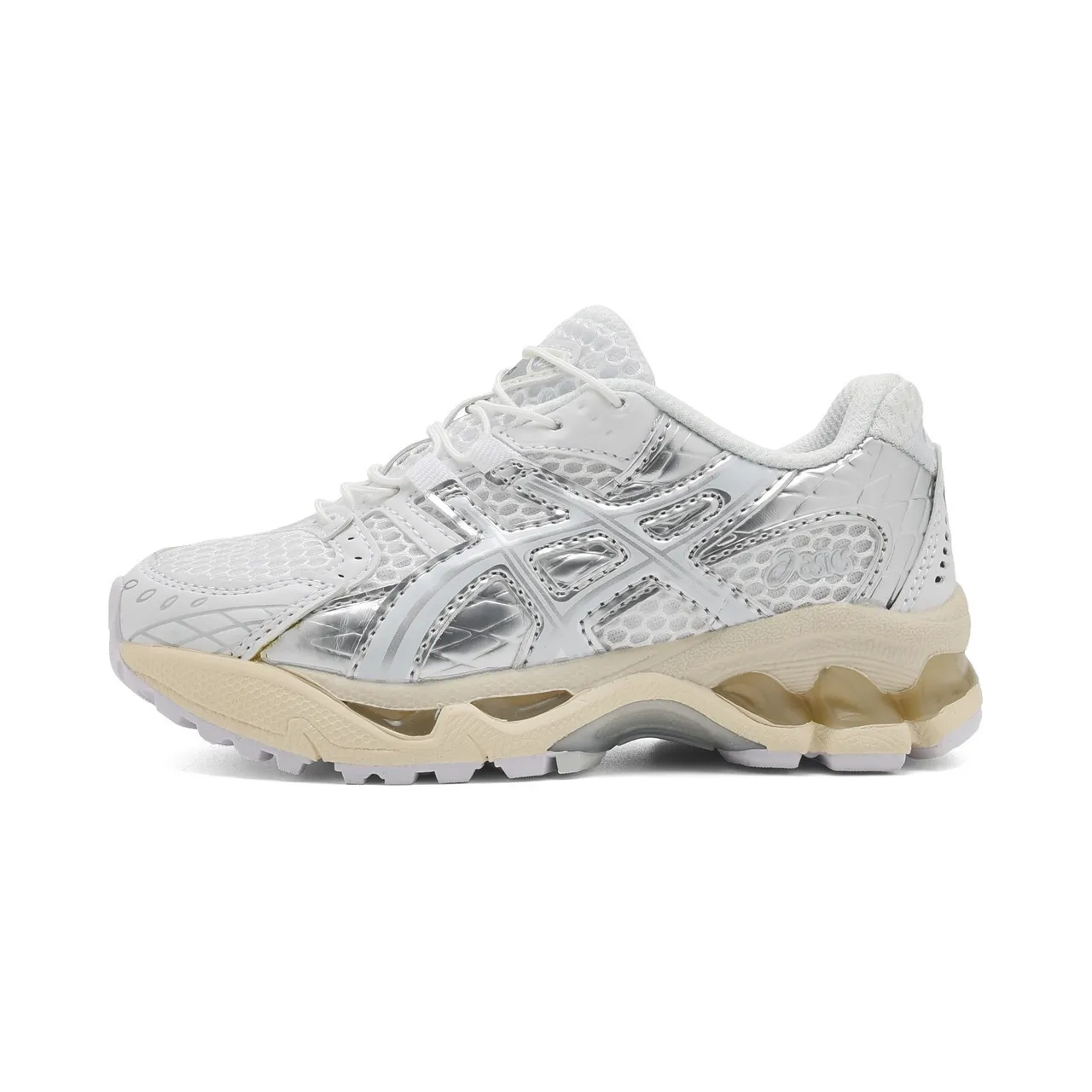 ASICS White Blue Structured Medial Cage Mesh-Synthetic Upper Running Shoes 16
