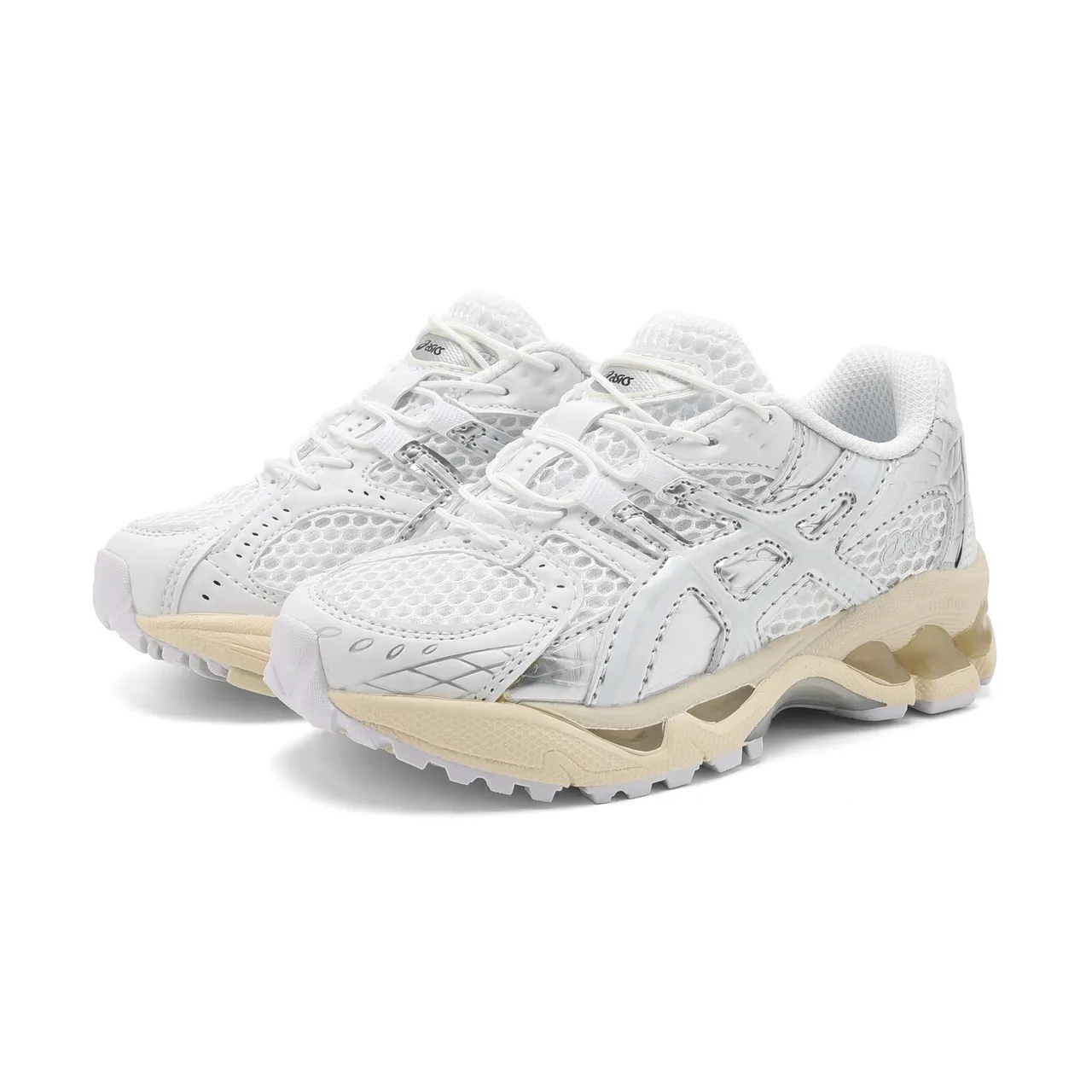 ASICS White Blue Structured Medial Cage Mesh-Synthetic Upper Running Shoes 17