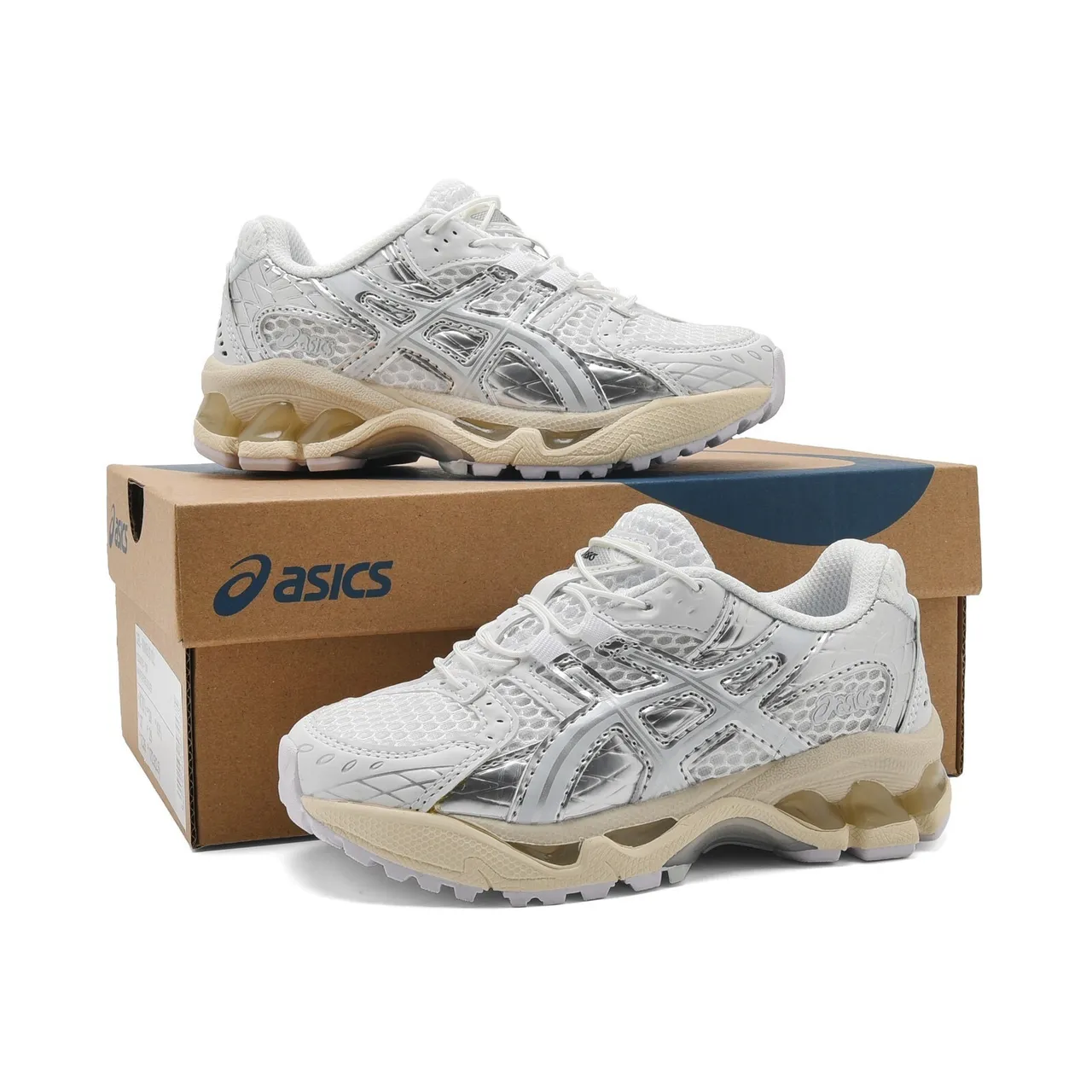 ASICS White Blue Structured Medial Cage Mesh-Synthetic Upper Running Shoes 20