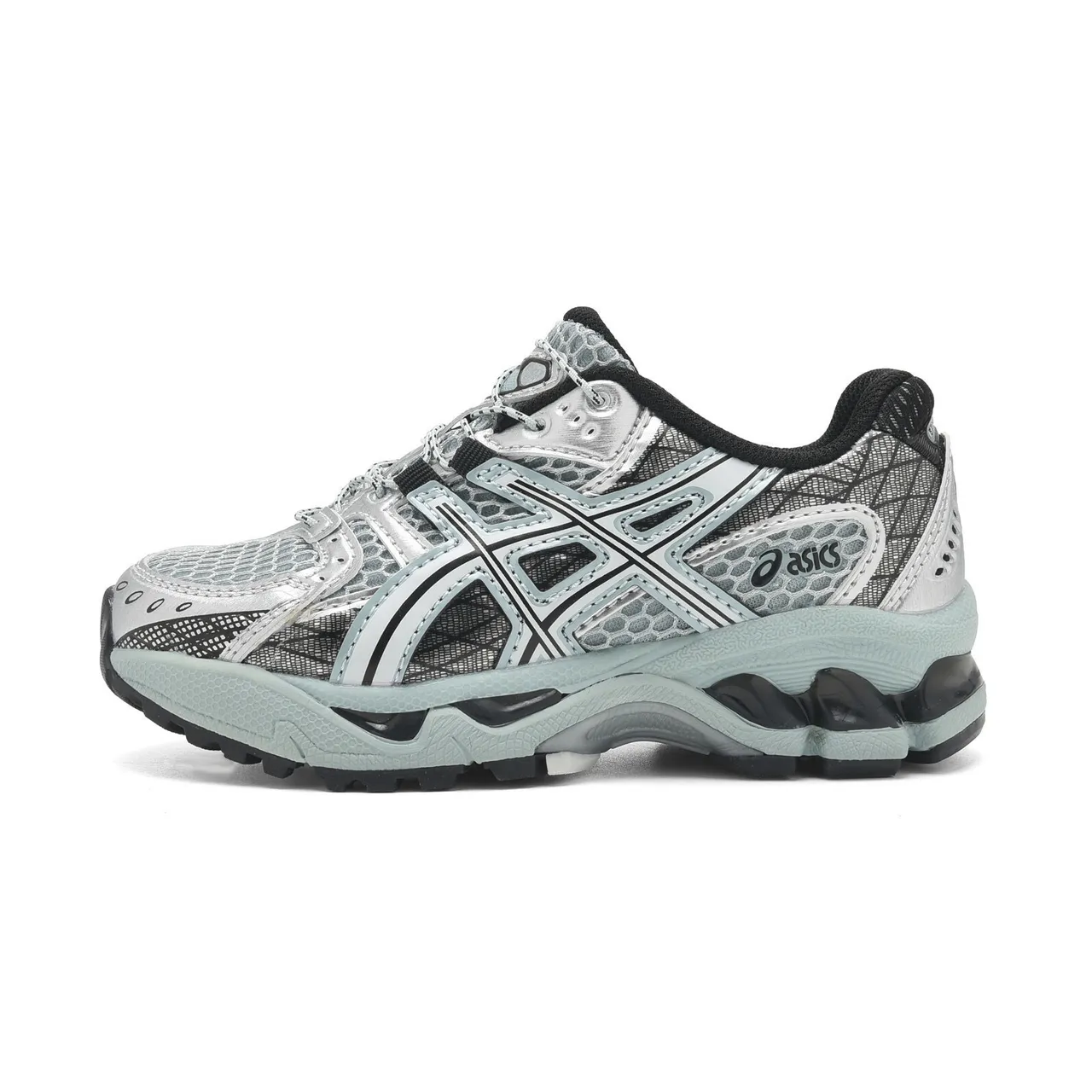 ASICS White Blue Structured Medial Cage Mesh-Synthetic Upper Running Shoes 23
