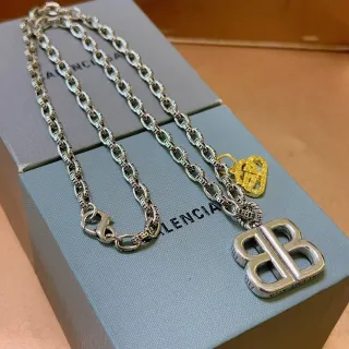 Balenciaga BB Necklace Silver and Gold Double-B Logo Chain Necklace