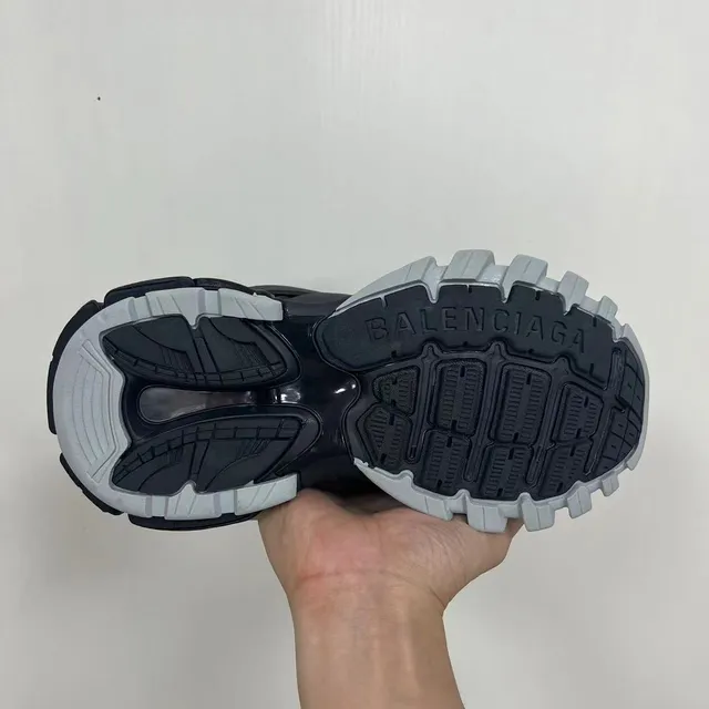 Balenciaga Black Silver Sole Layered Strap Cage Chunky Sneakers 3
