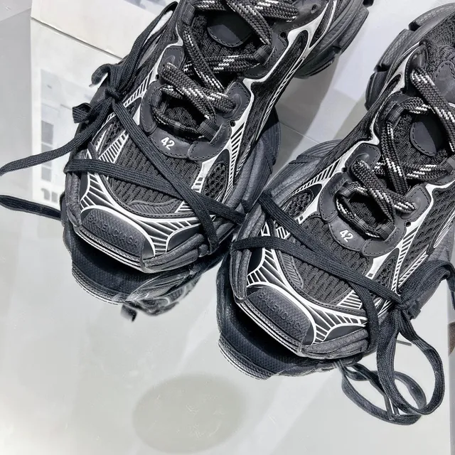 Balenciaga Black White Sole Mesh Upper Chunky Sneakers 5