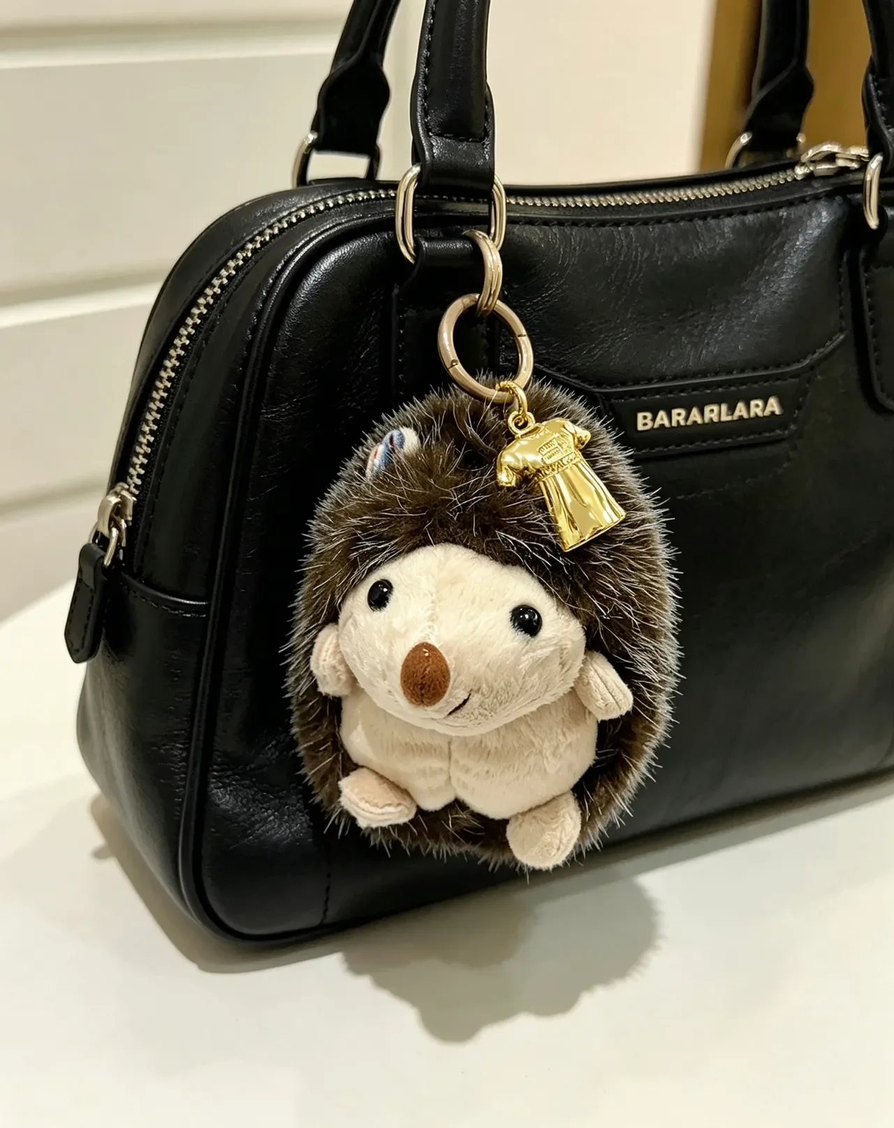 Balenciaga Brown Gold Plush Hedgehog Faux Fur Crossbody Bag 3