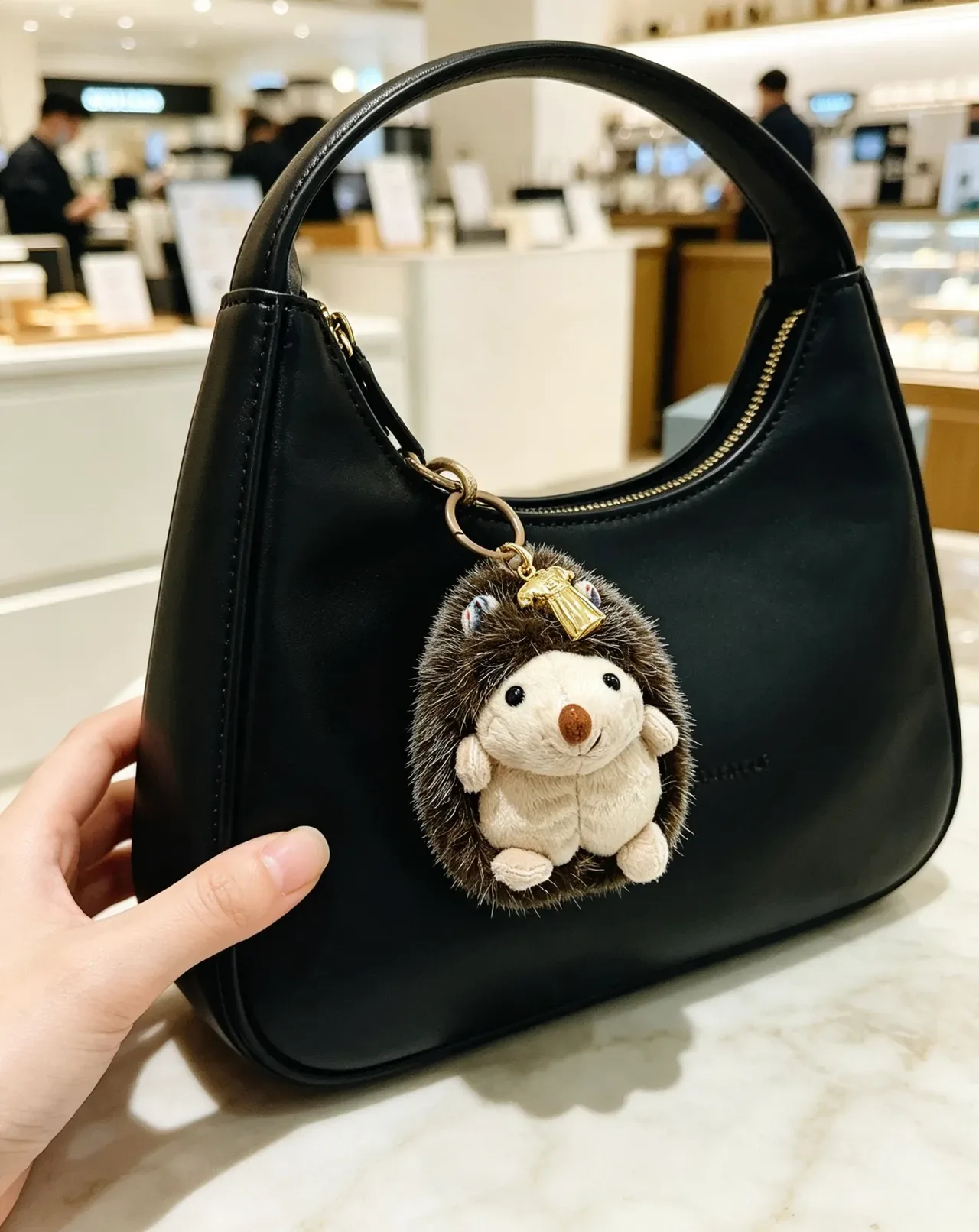 Balenciaga Brown Gold Plush Hedgehog Faux Fur Crossbody Bag 5