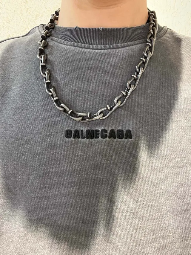 سلسلة Balenciaga قلادة غونميتال وصلة صناعية 5