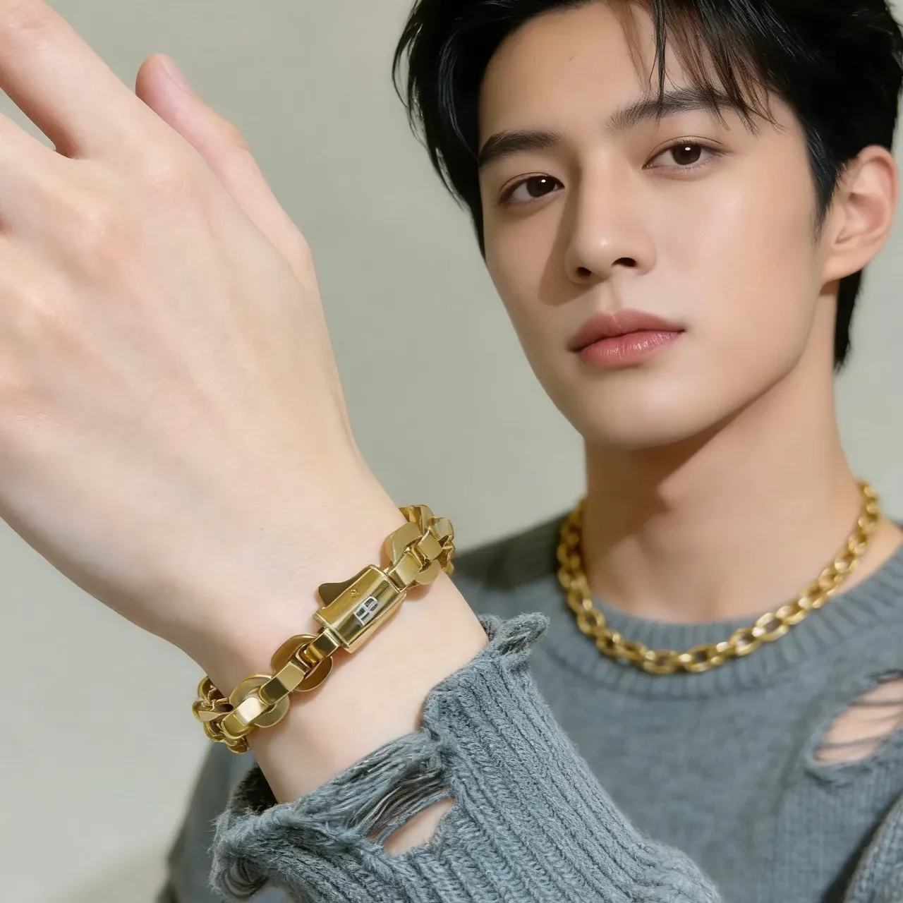 Balenciaga Bracelet Chaîne Curb Doré 7